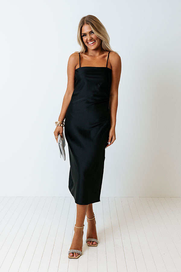 Paris Strolls Satin Midi In Black Image - 2