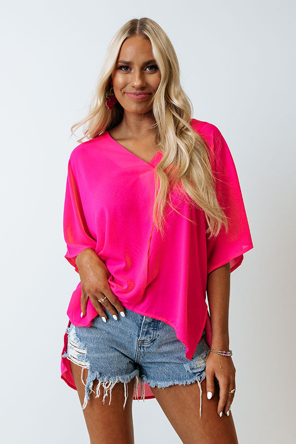 Trendy City Shift Top In Neon Pink Image - 2