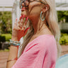 Meeting For Brunch Hoop Earrings In Turquoise Image - 1