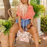 Cooler Waters Button Up Top In Rustic Rose Curves Image - 1