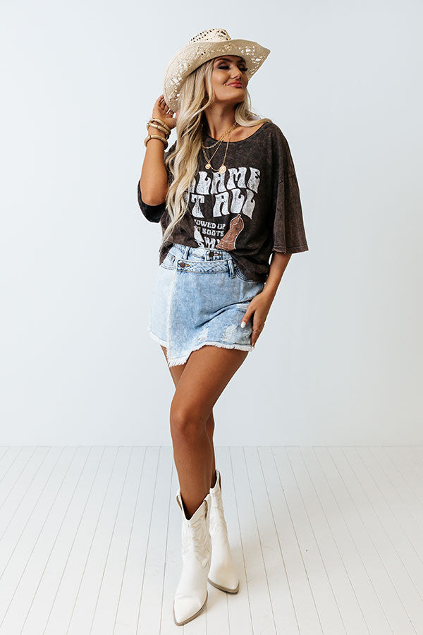 Blame It On My Roots Mineral Wash Graphic Tee in Chocolate Image - 2