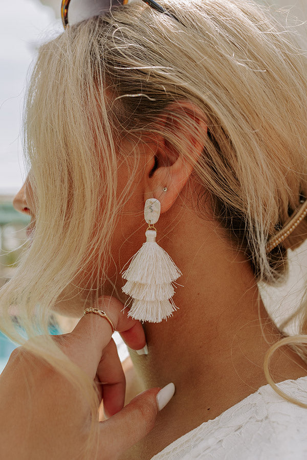 Frill Deal Tassel Earrings In White Image - 2