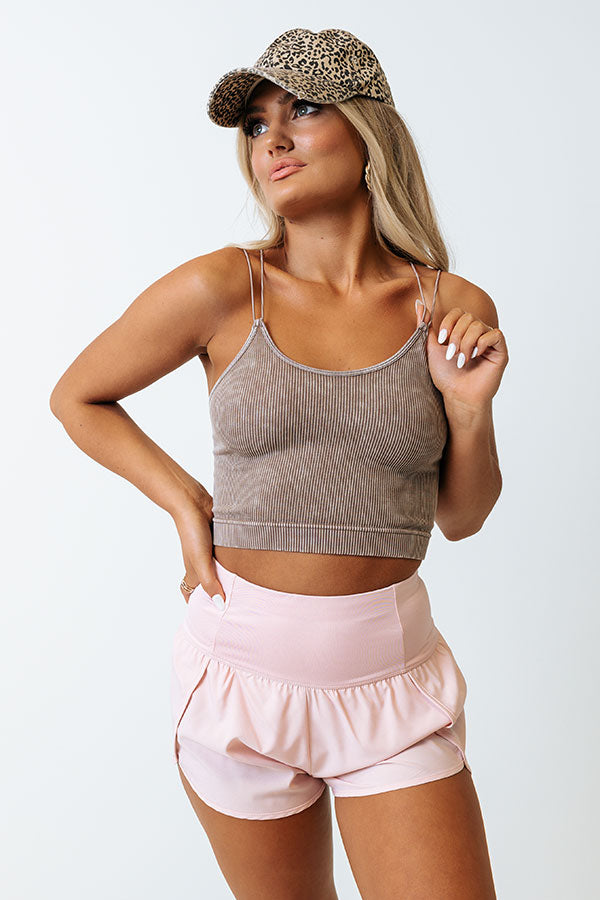 Stylish Space Ribbed Crop Top