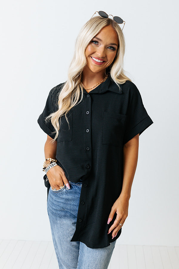 Cooler Waters Button Up Top In Black Image - 1