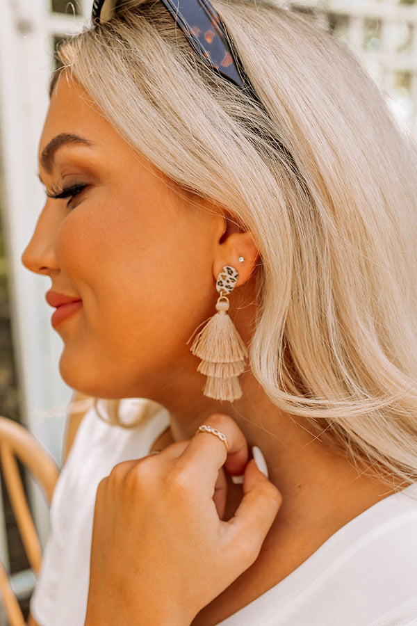 Frill Deal Tassel Earrings In Iced Latte Image - 1