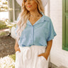 Cooler Waters Button Up Top In Sky Blue Curves Image - 1