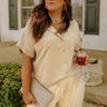 Cooler Waters Button Up Top In Taupe Curves Image - 1