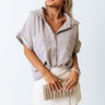 Cooler Waters Button Up Top In Taupe Image - 1