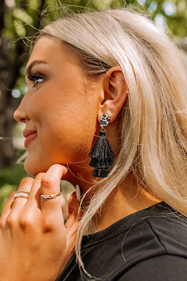 Frill Deal Tassel Earrings In Black Image - 1
