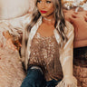 Fashionable Scene Satin Feather Top In Champagne Image - 1