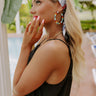 Santorini Season Beaded Hoop Earrings In Aqua Image - 1