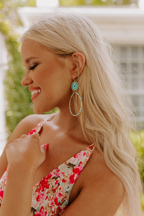 Weekend By The Coast Hoop Earrings In Turquoise
