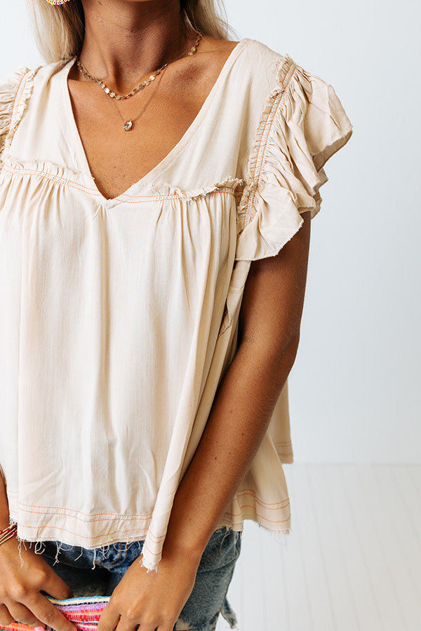 Covered In Sunshine Shift Top In Beige Image - 3