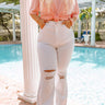 Risen The Sequoia High Waist Distressed Flare in White Curves Image - 1