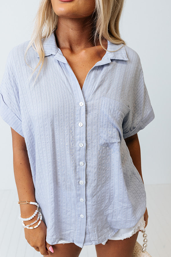 Sunny Pier Button Up Top In Sky Blue Image - 2