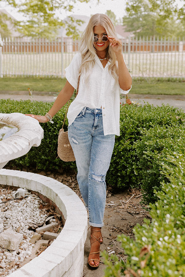 Sunny Pier Button Up Top In White Image - 2