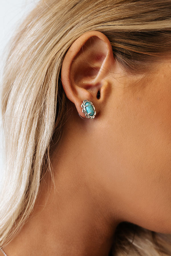 Kendra Scott Piper Silver Stud Earrings in Variegated Turquoise Magnesite Image - 2