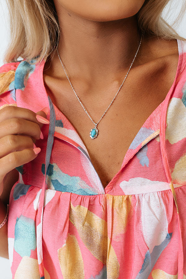 Kendra Scott Piper Silver Pendant Necklace in Variegated Turquoise Magnesite Image - 1