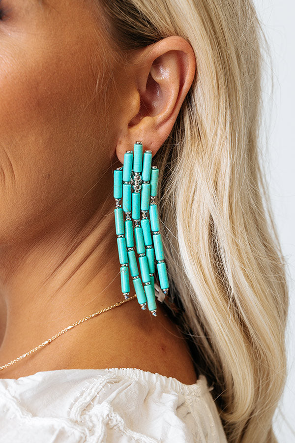 Kendra Scott Ember Silver Statement Earrings in Variegated Turquoise Magnesite Image - 2
