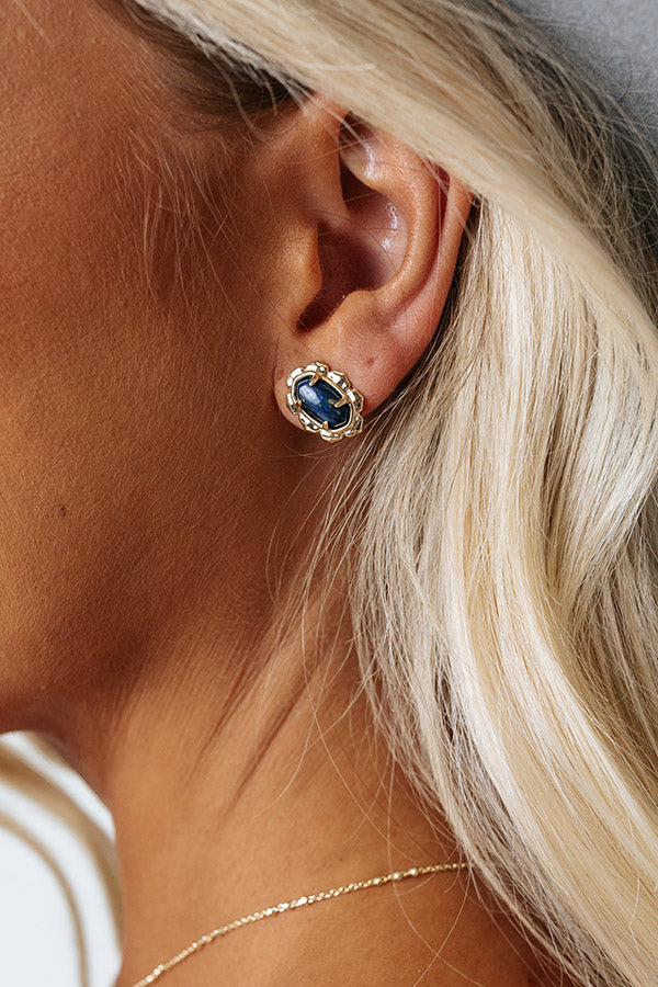 Kendra Scott Piper Gold Stud Earrings in Blue Lapis Image - 1