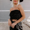 Movie Moment Feather Crop Top In Black Image - 1