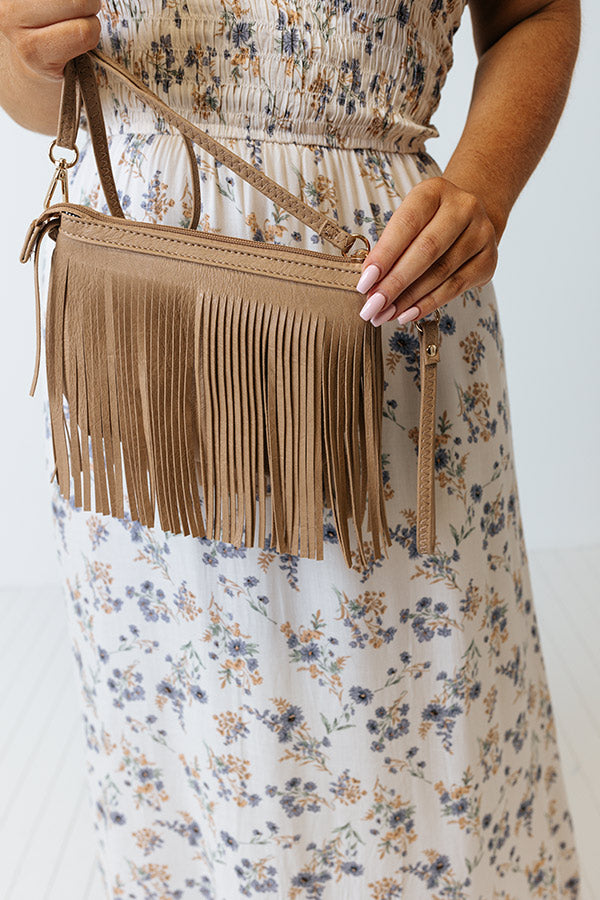 Right On Cue Fringe Purse In Mocha