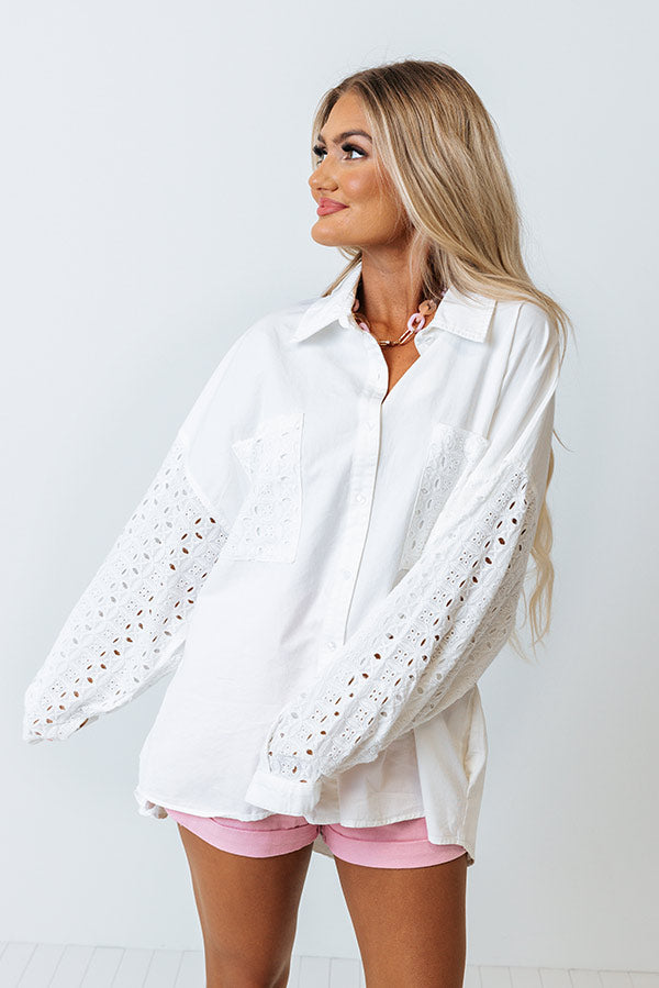 Really Into You Button Up Top In White Image - 2