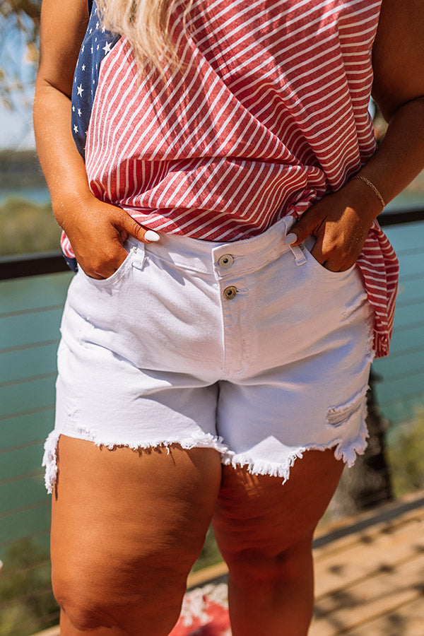 The Craine High Waist Distressed Shorts Curves Image - 2