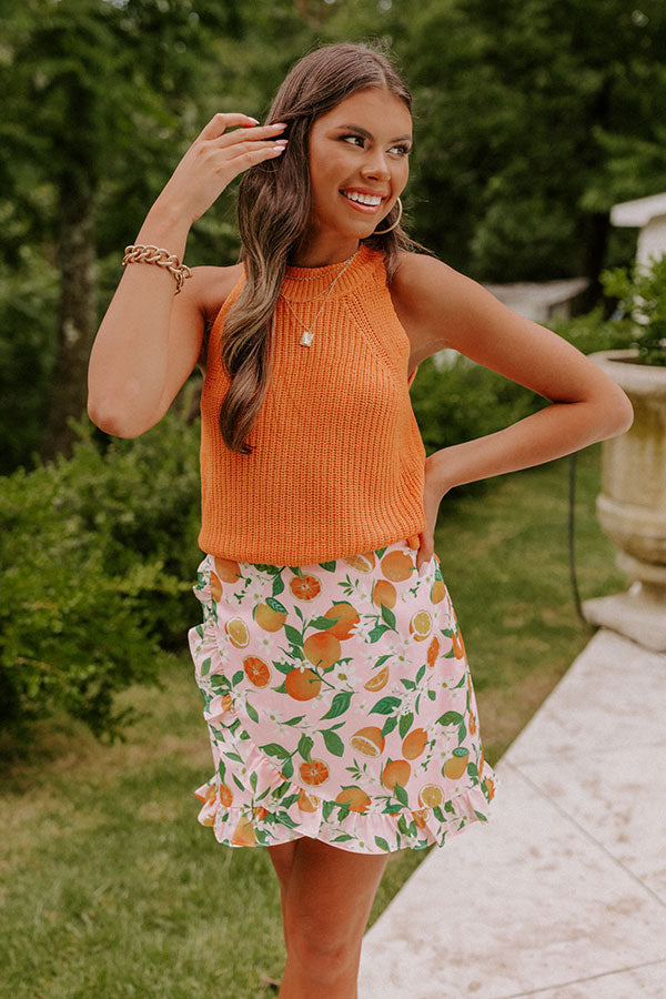 Face The Tide Knit Tank In Orange Image - 2