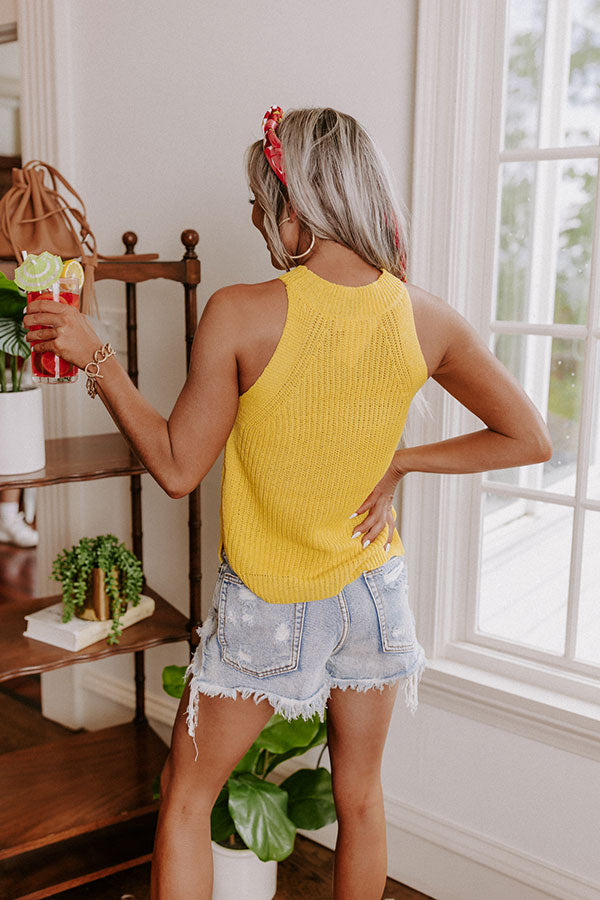 Face The Tide Knit Tank In Yellow Image - 4