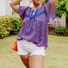 Floral Gaze Shift Top In Royal Blue Curves Image - 1