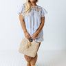 Long Ago Embroidered Shift Top In Blue Curves Image - 1