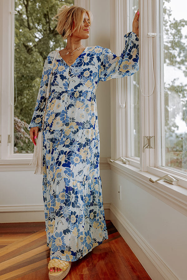 Seas The Moment Floral Maxi in Sky Blue Curves Image - 1