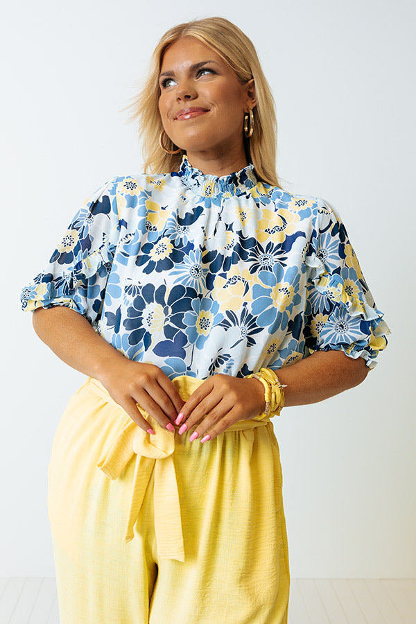 Follow Your Happiness Floral Shift Top In Sky Blue Curves Image - 1