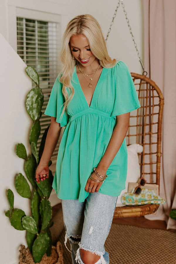 All Of A Sudden Babydoll Top In Sea Glass Image - 3
