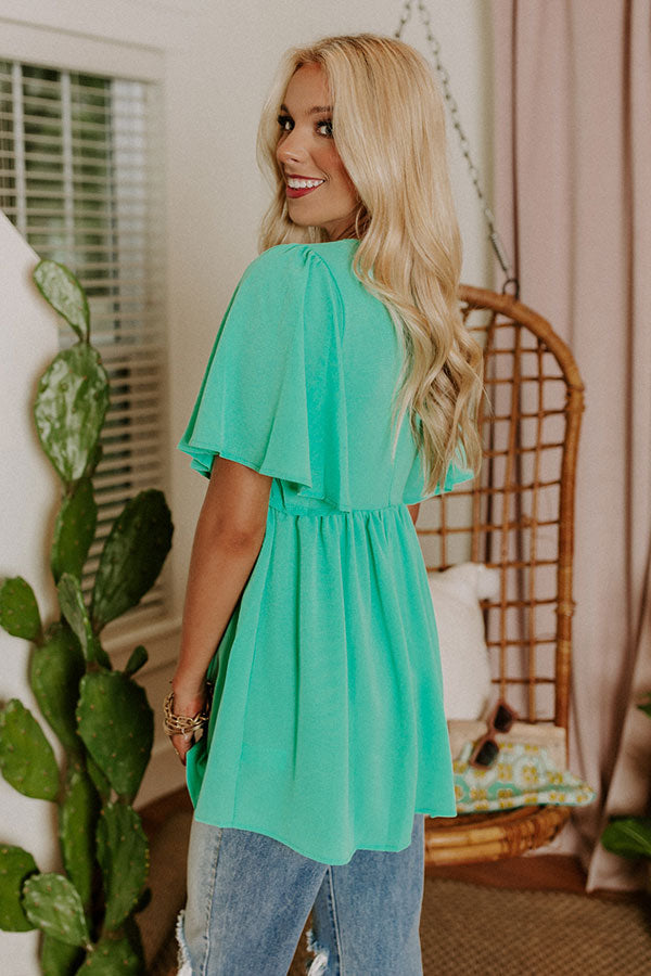 All Of A Sudden Babydoll Top In Sea Glass Image - 4