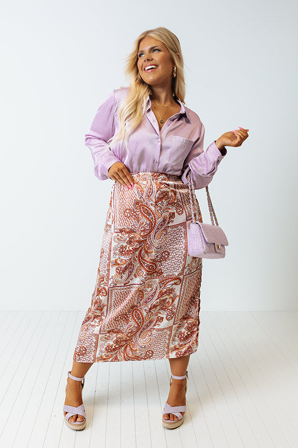 Once In A Lifetime Satin Top In Lavender Curves Image - 1