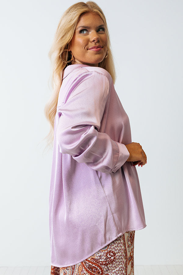 Once In A Lifetime Satin Top In Lavender Curves Image - 2