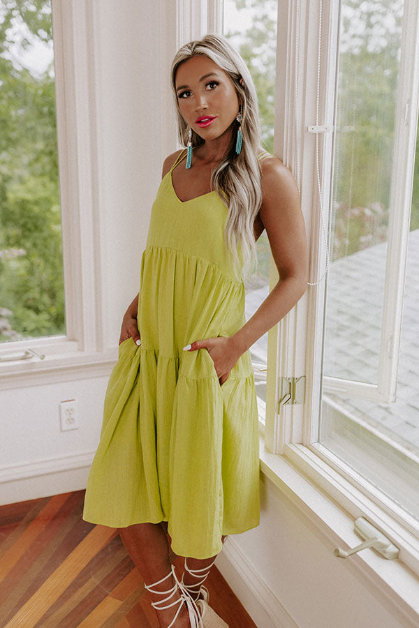 Lucky Day Babydoll Dress In Lime Image - 4