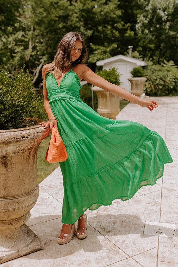 Kiss Me In the Meadow Maxi In Kelly Green Image - 1