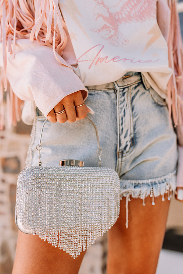 Champagne Life Rhinestone Clutch In Silver Image - 1