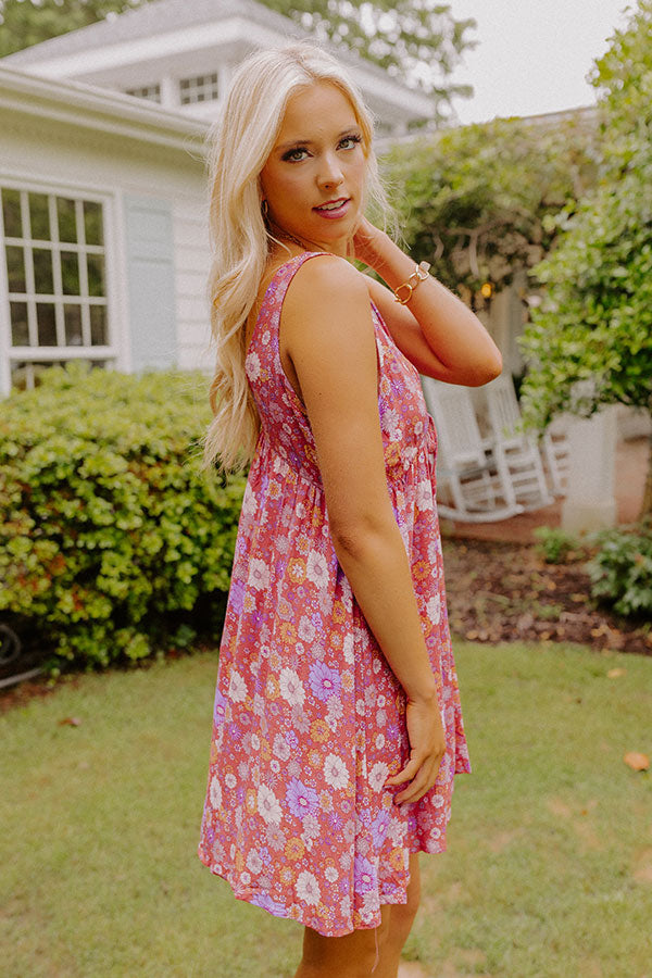 Dancing In The Rain Floral Babydoll Dress In Rose Image - 3