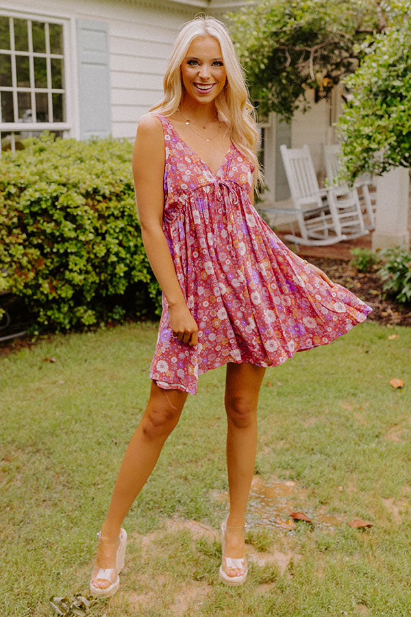 Dancing In The Rain Floral Babydoll Dress In Rose Image - 1