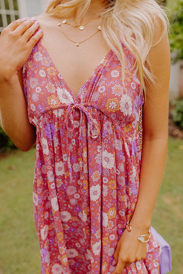 Dancing In The Rain Floral Babydoll Dress In Rose Image - 2