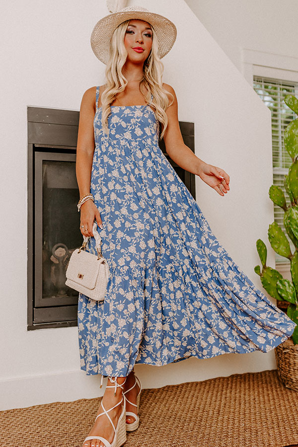 Book The Trip Floral Midi In Airy Blue Image - 1
