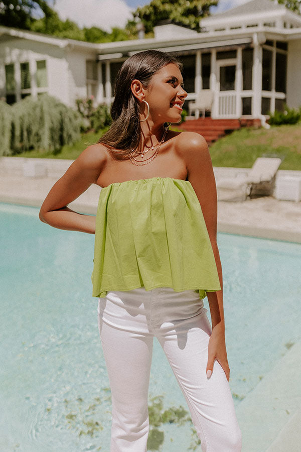 The Party Goes On Tube Top In Lime Image - 2