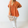 Simply Gorgeous Satin Babydoll Top In Peach Curves Image - 1