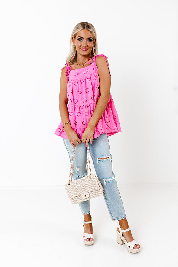 So Darling Eyelet Top In Pink Image - 2