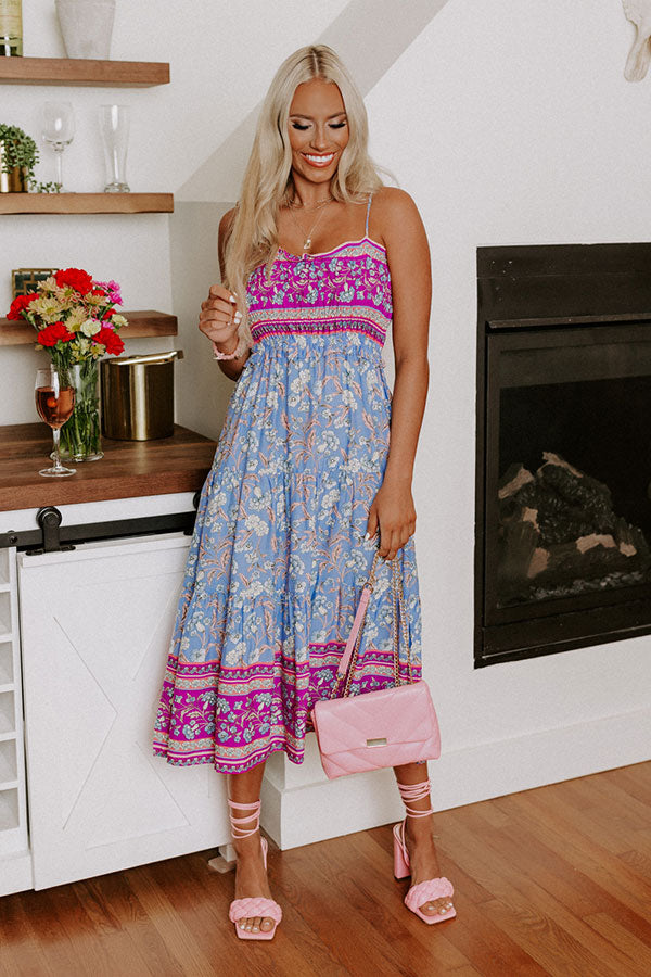 Beach Glow Floral Midi In Sky Blue Image - 1