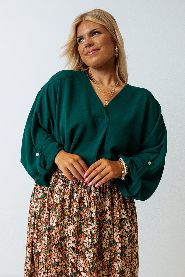 Press Room Shift Top In Hunter Green Curves Image - 2